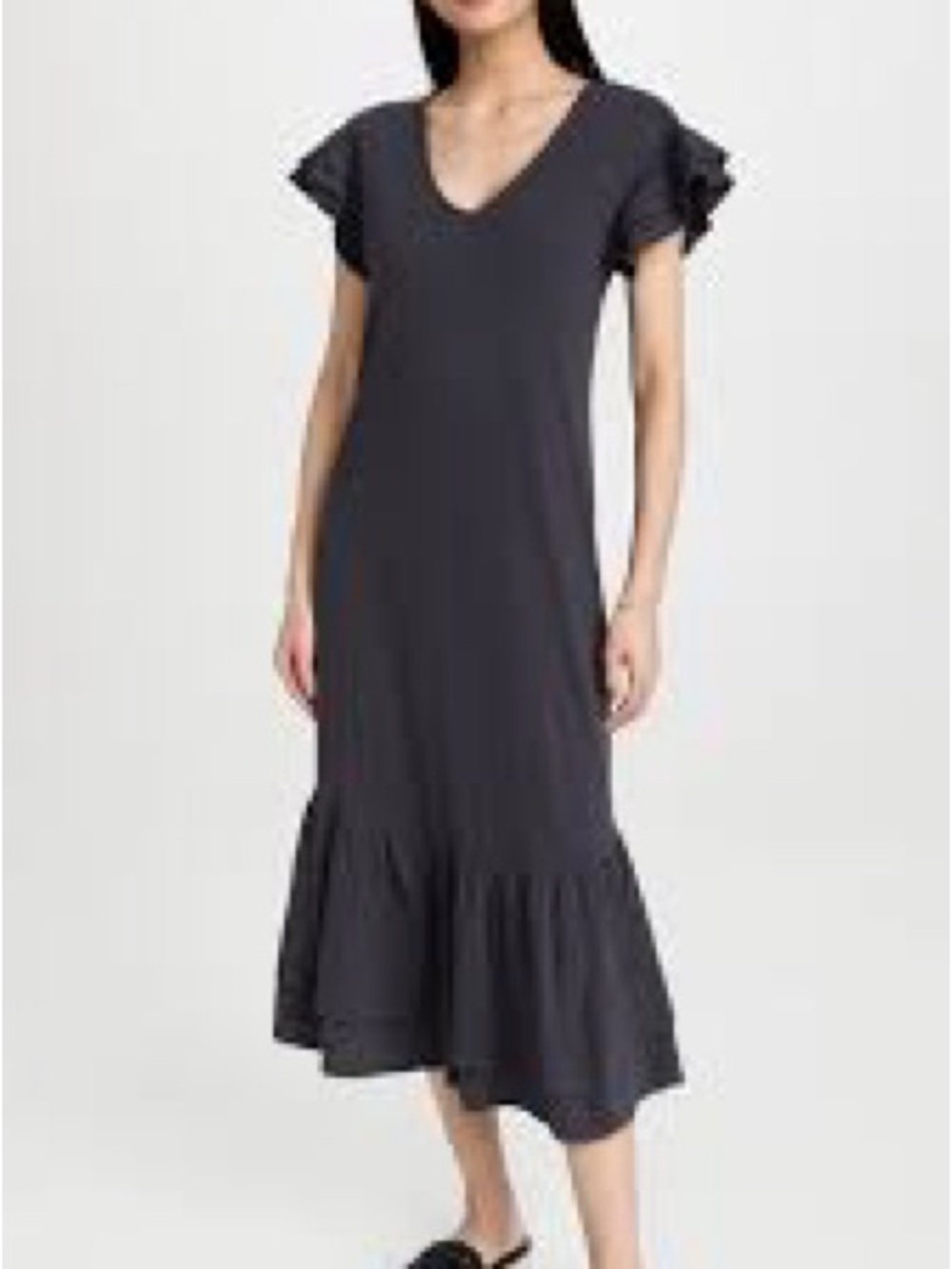 Z Supply Flutter Sleeve Maxi Dress Washed Charcoal Small